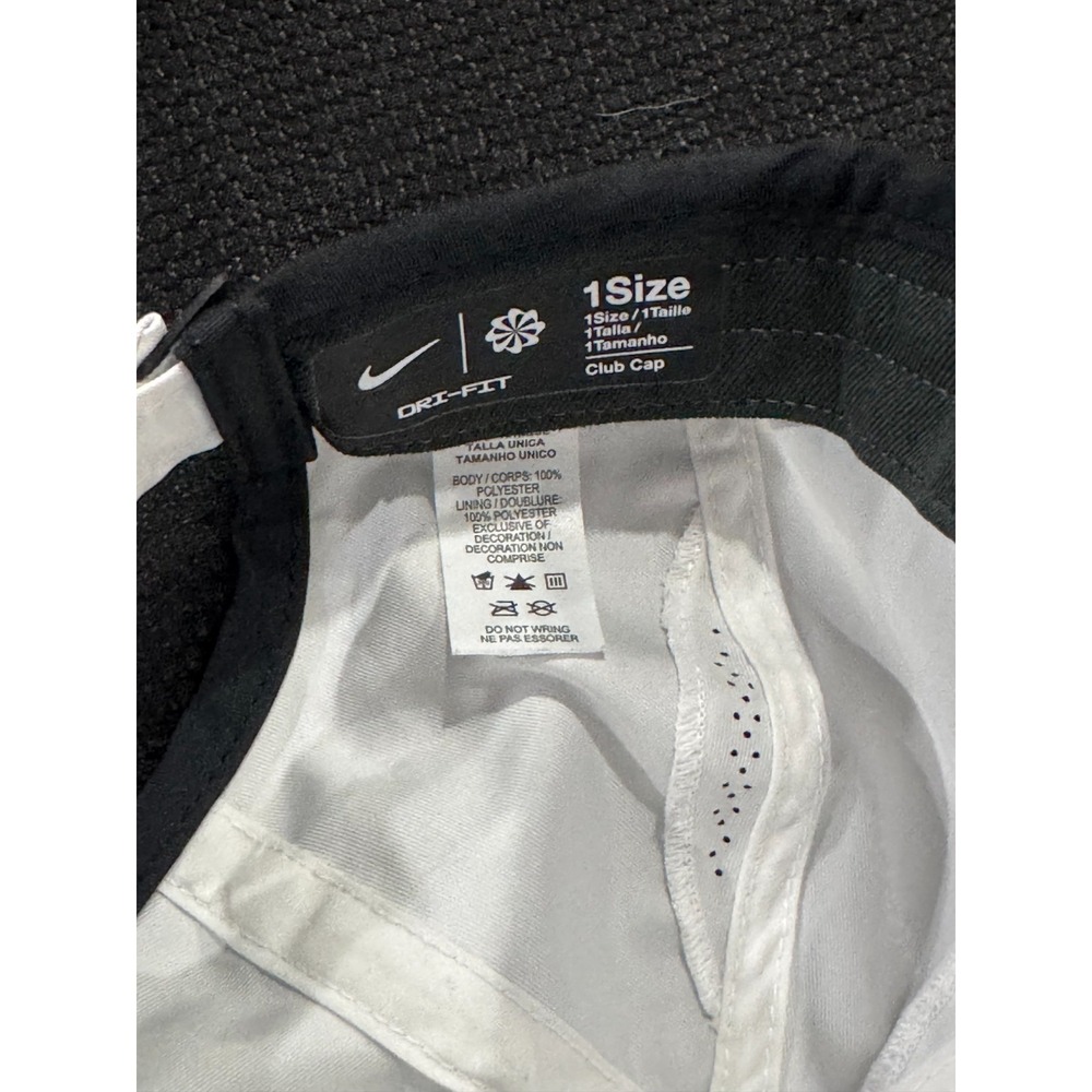 Nike Dri-Fit Baseball Cap Men's One Size White Swoosh Logo Adjustable Strap Hat - Picture 4 of 9